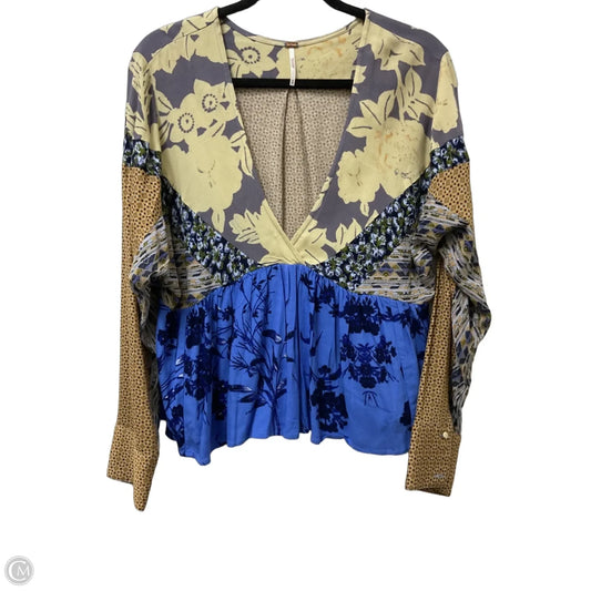 Top Long Sleeve By Free People In Blue & Tan, Size: M