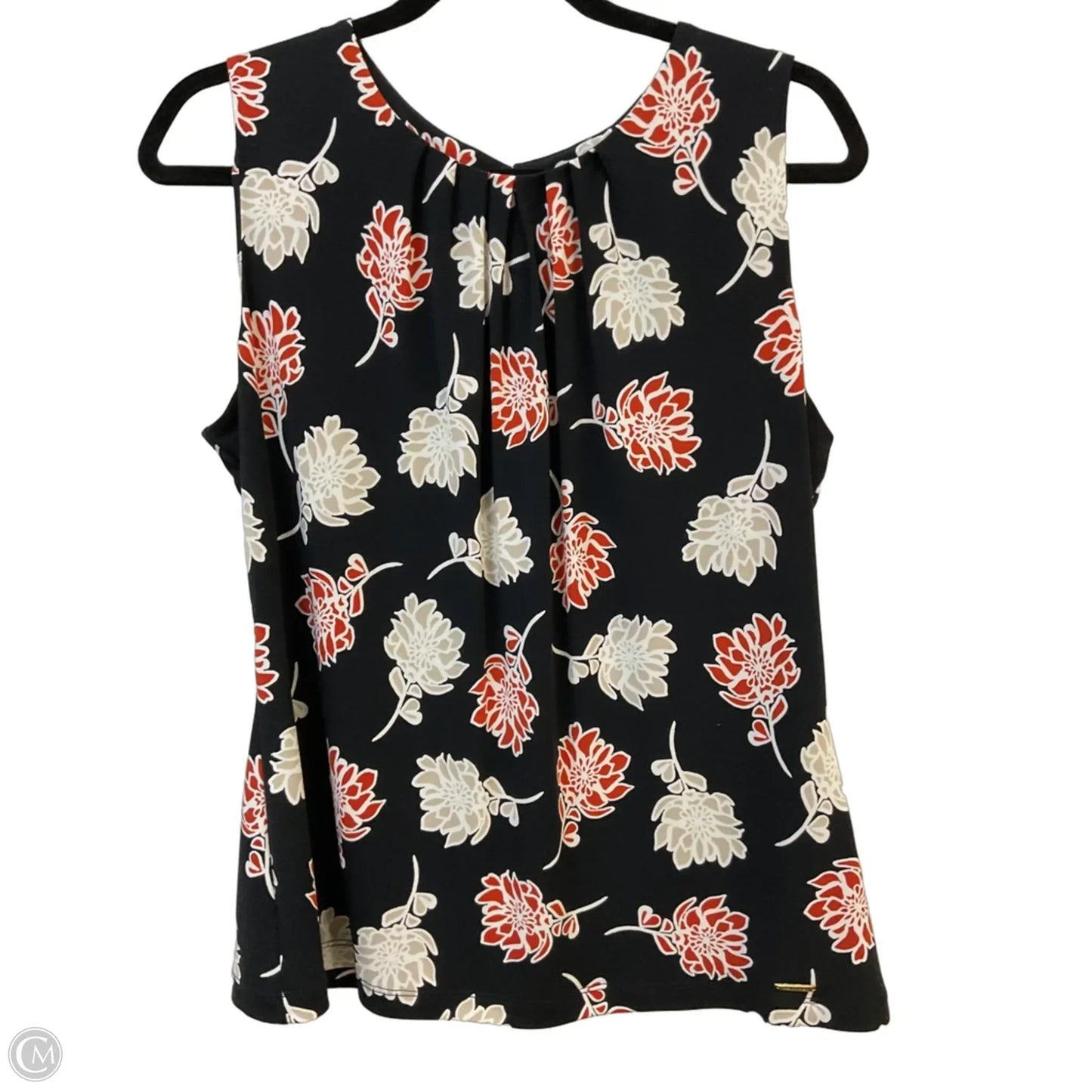 Top Sleeveless By Calvin Klein In Black & Orange, Size: L