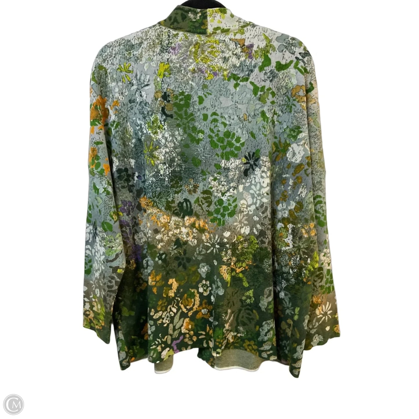 Sweater Cardigan By Cma In Green & Yellow, Size: L