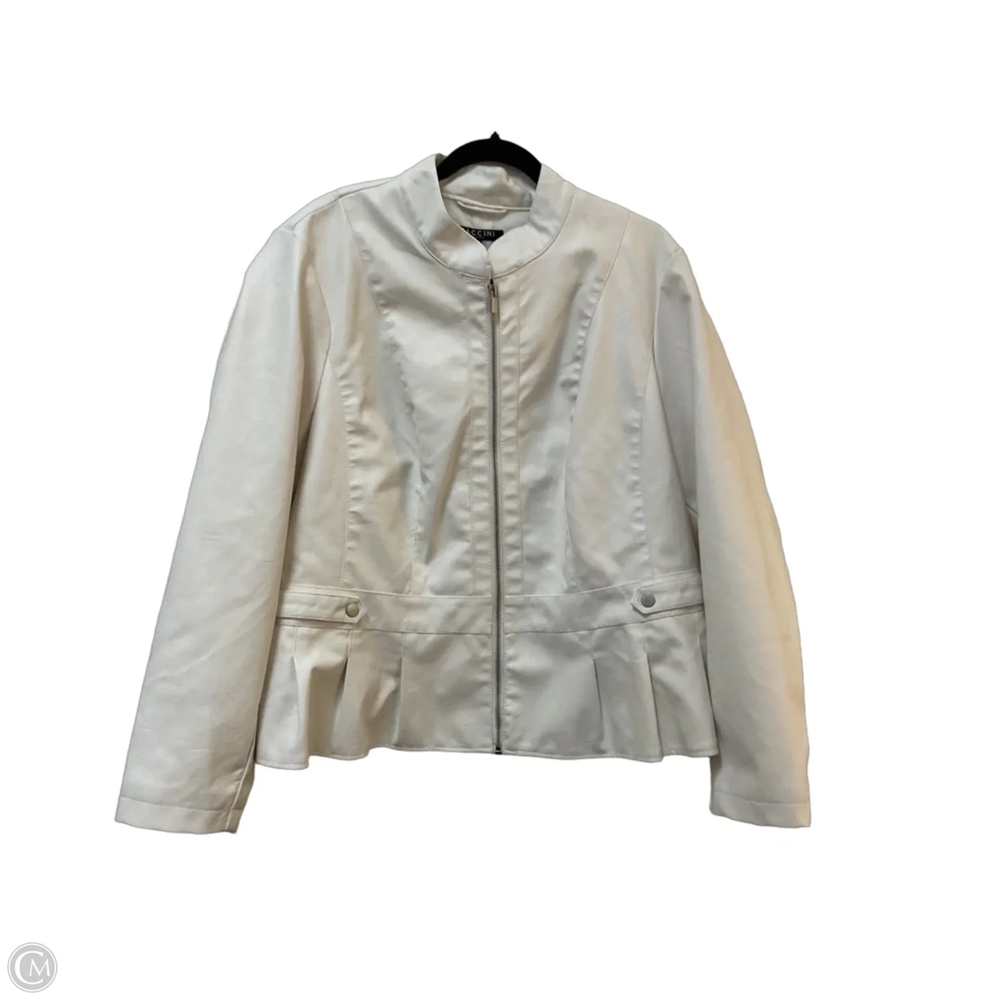 Jacket Moto By Baccini In White, Size: 2x