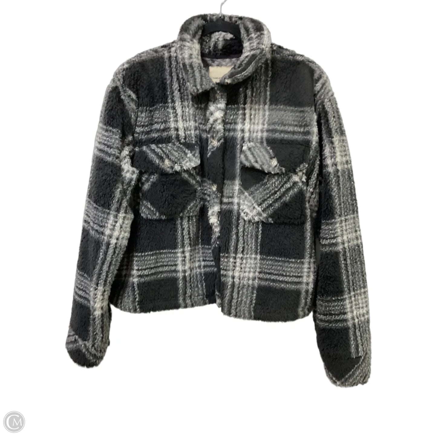 Jacket Fleece By Thread And Supply In Black & White, Size: M