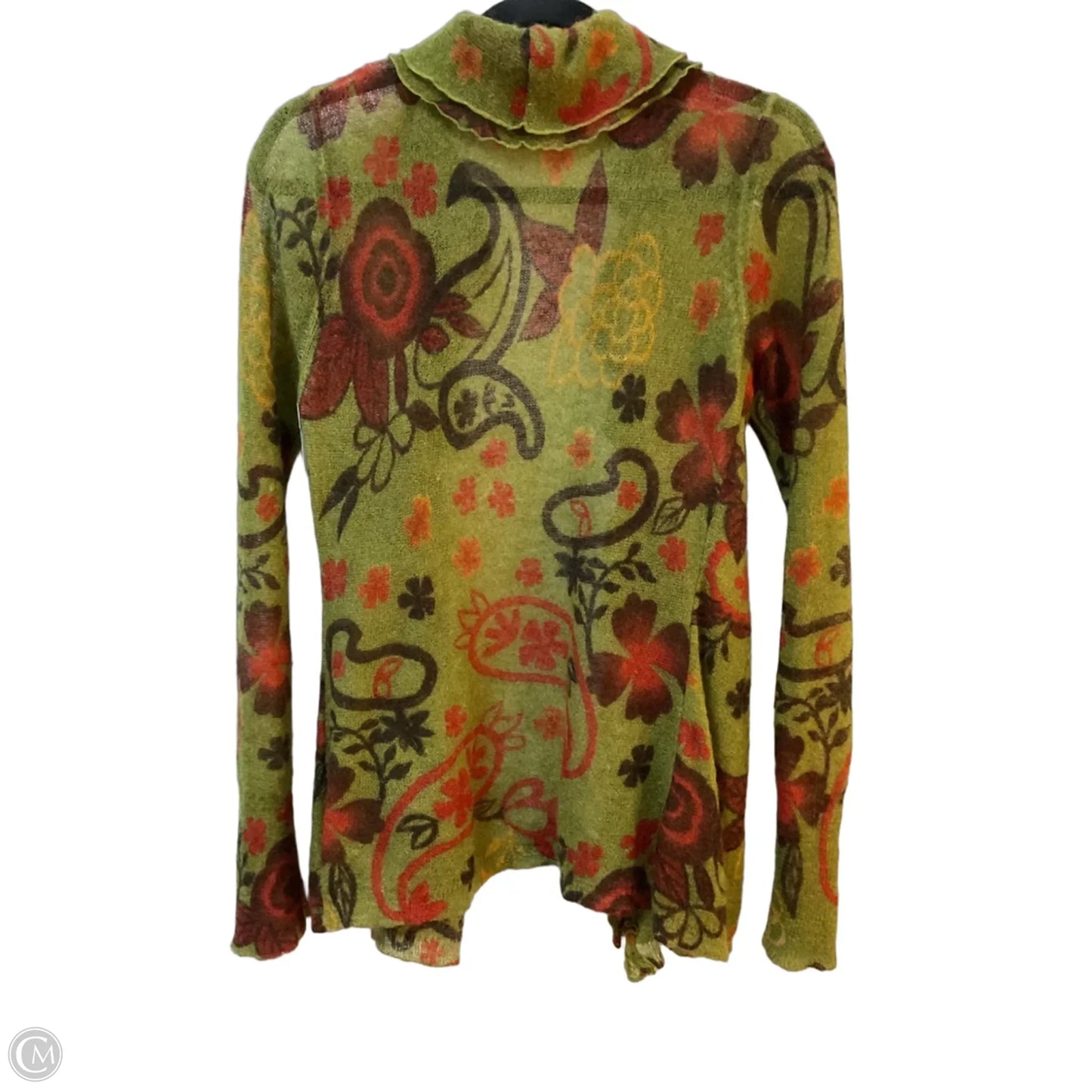 Sweater Cardigan By Guinevere In Green & Red, Size: M