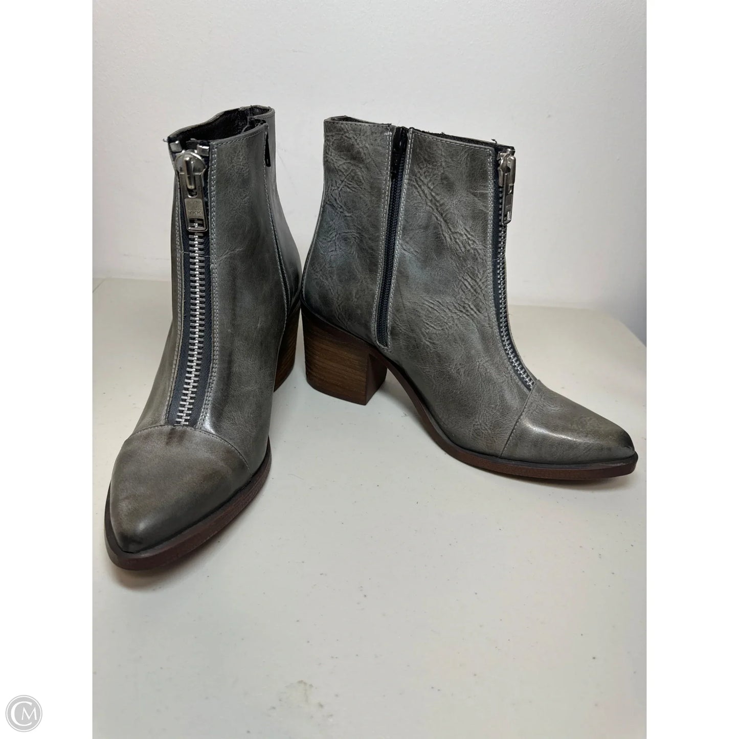Boots Ankle Heels By Freebird In Grey, Size: 10