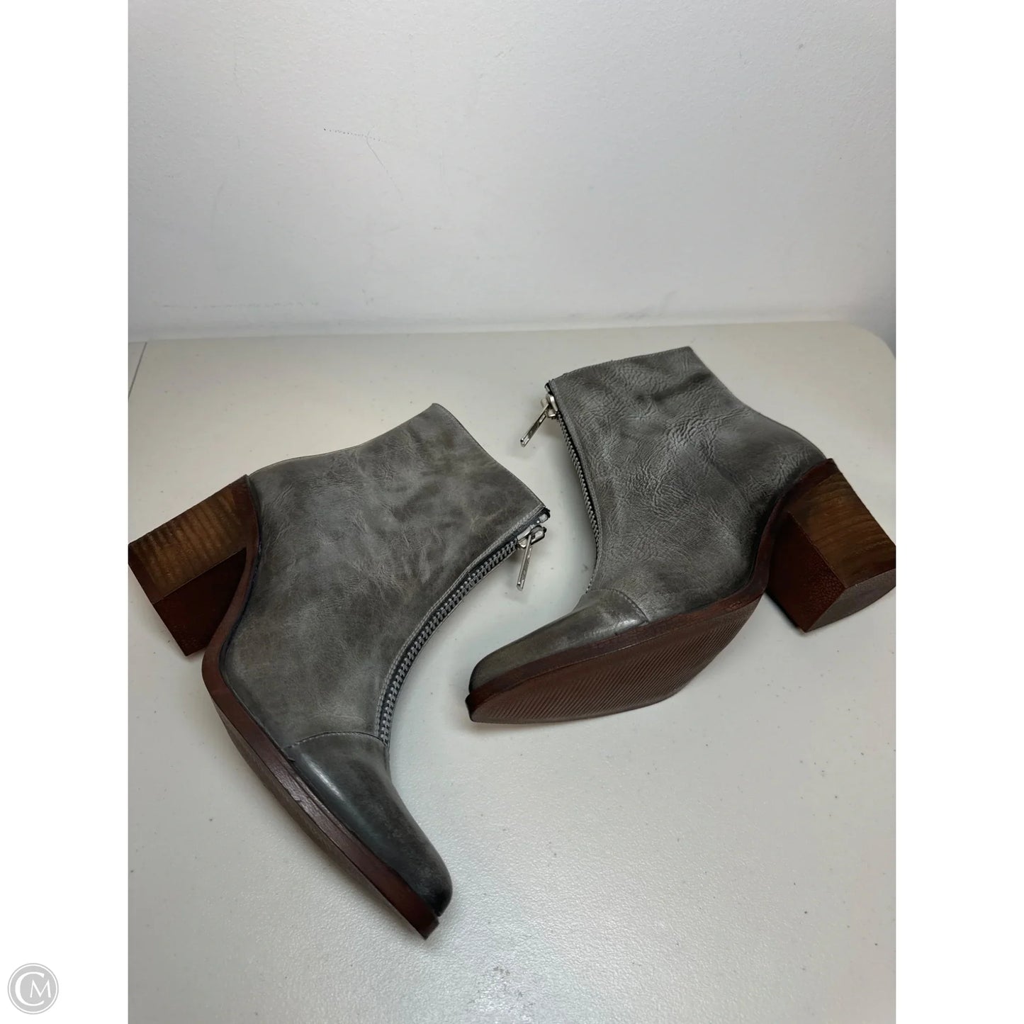 Boots Ankle Heels By Freebird In Grey, Size: 10