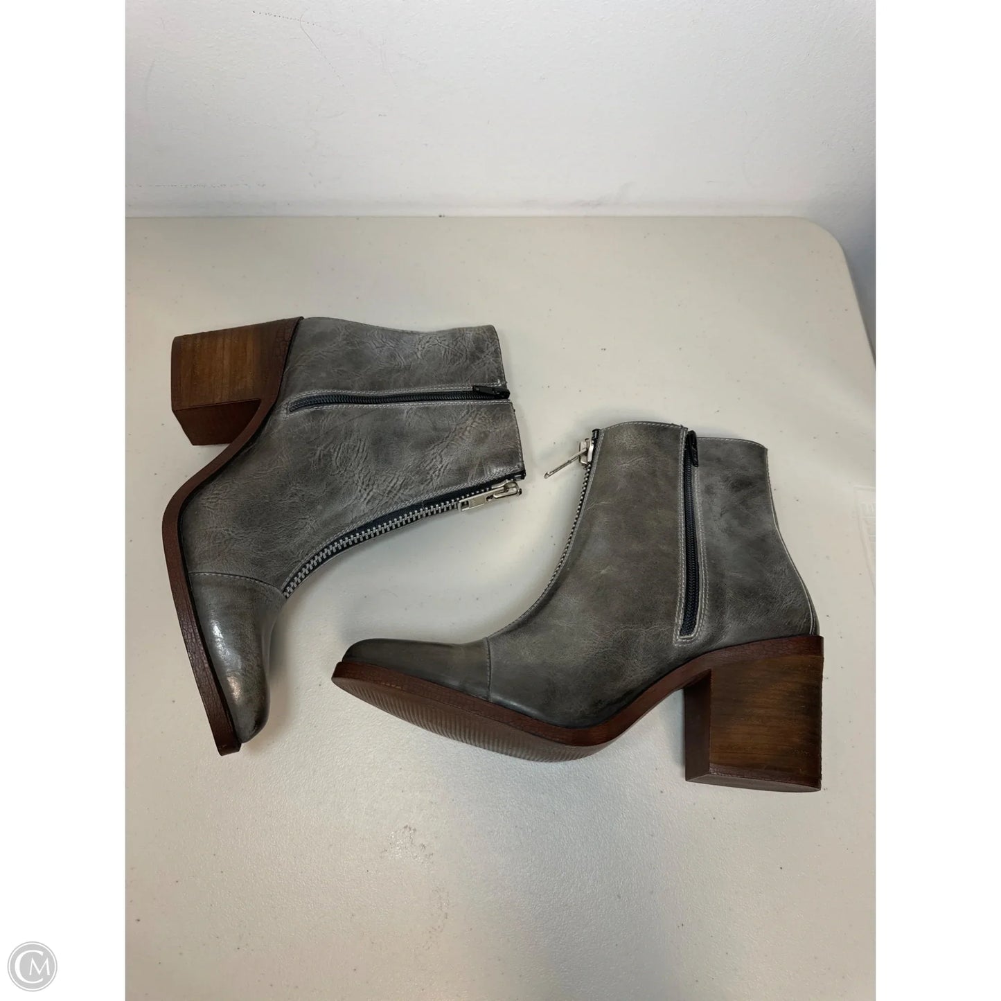 Boots Ankle Heels By Freebird In Grey, Size: 10