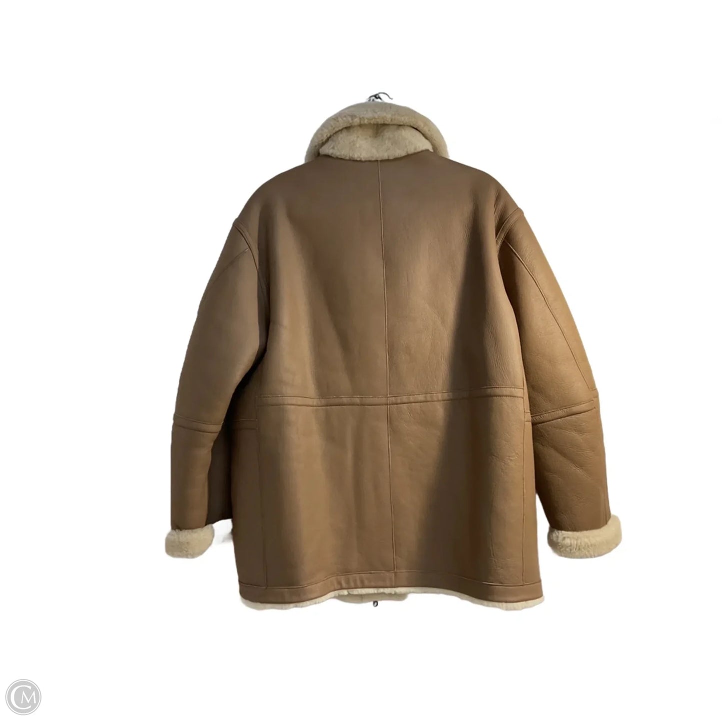 Jacket Leather By Vince In Brown & Cream, Size: L