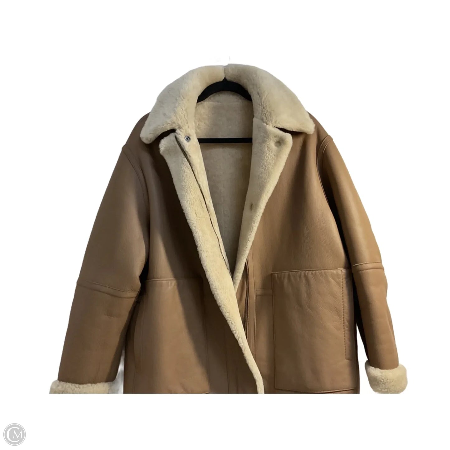 Jacket Leather By Vince In Brown & Cream, Size: L