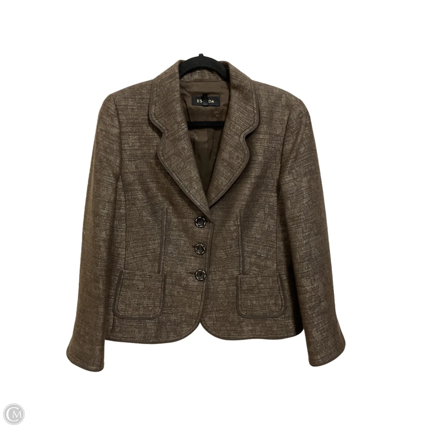 Blazer Designer By Escada In Brown, Size: L