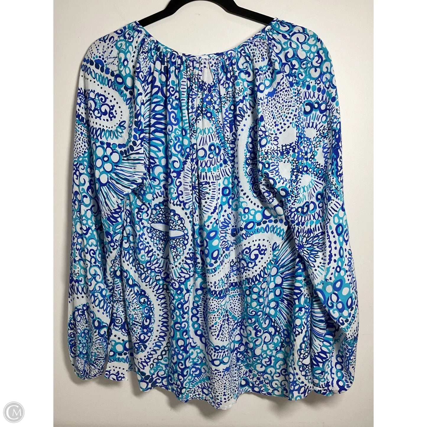 Blouse Designer By Lilly Pulitzer In Blue & White, Size: L