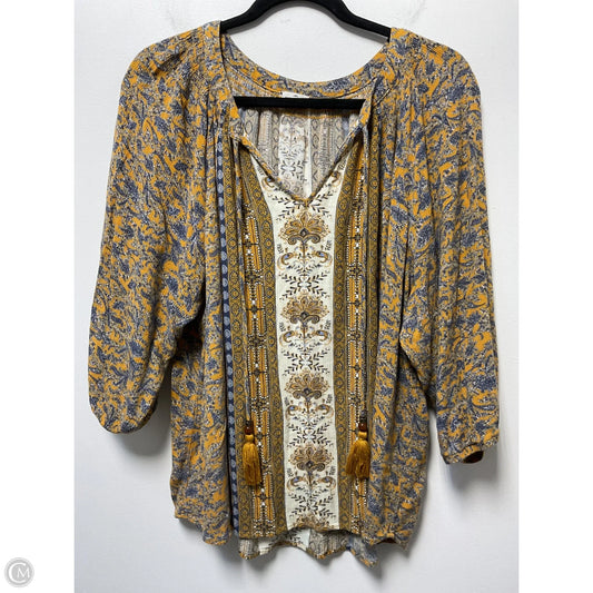 Blouse Long Sleeve By Clothes Mentor In Blue & Yellow, Size: 2x