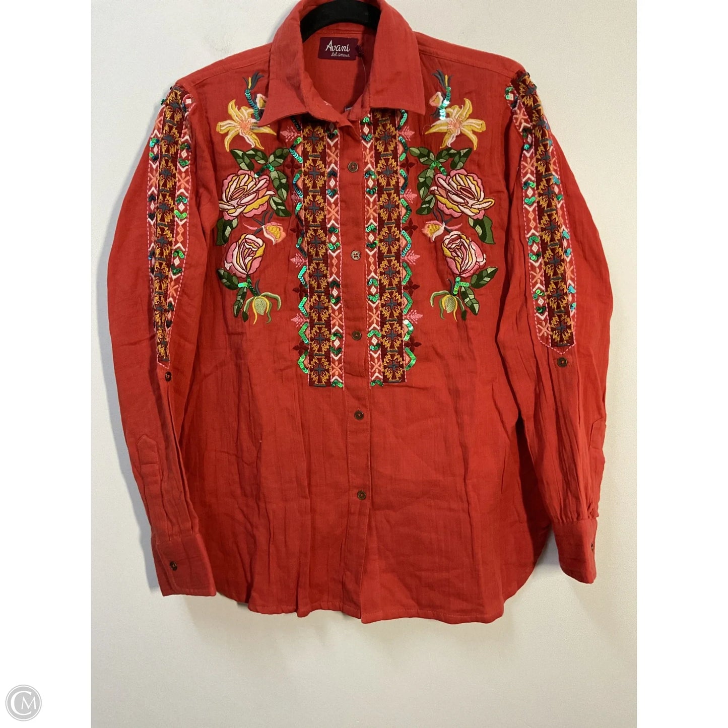 Top Long Sleeve By Cmc In Coral, Size: S