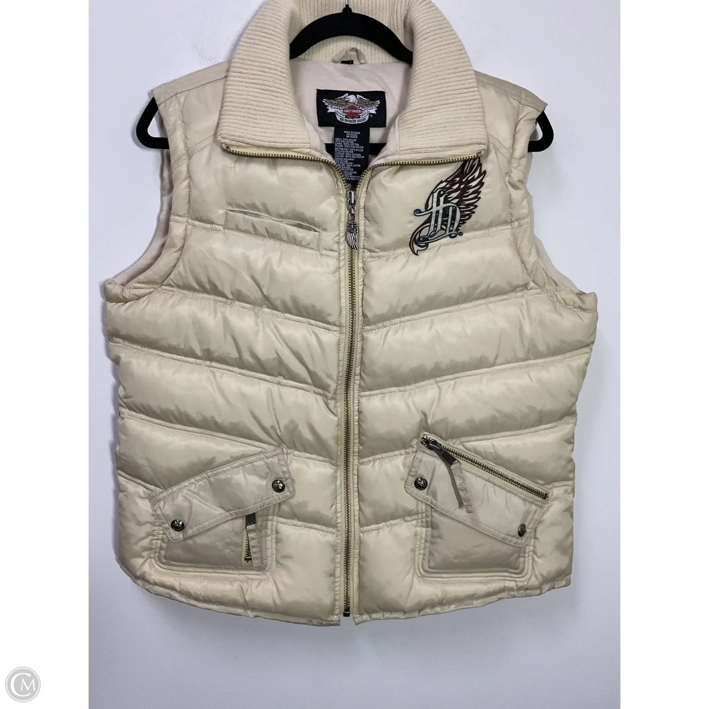 Vest Puffer & Quilted By Harley Davidson In Cream, Size: L