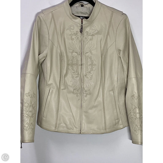 Jacket Leather By Harley Davidson In Cream, Size: L