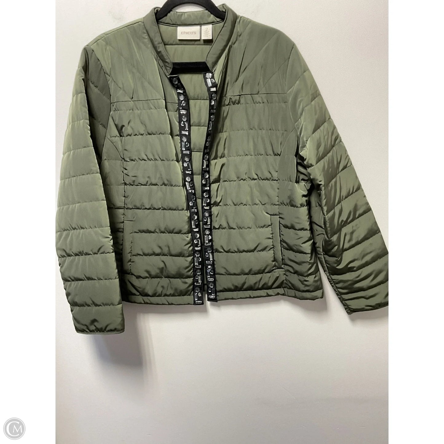 Jacket Puffer & Quilted By Chicos In Green, Size: L