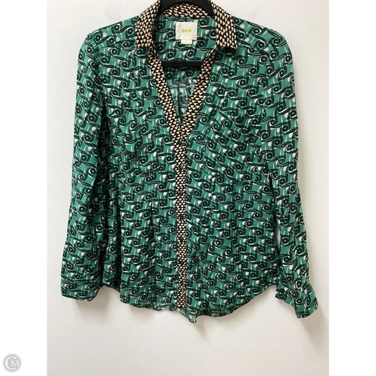 Blouse Long Sleeve By Maeve In Black & Green, Size: S