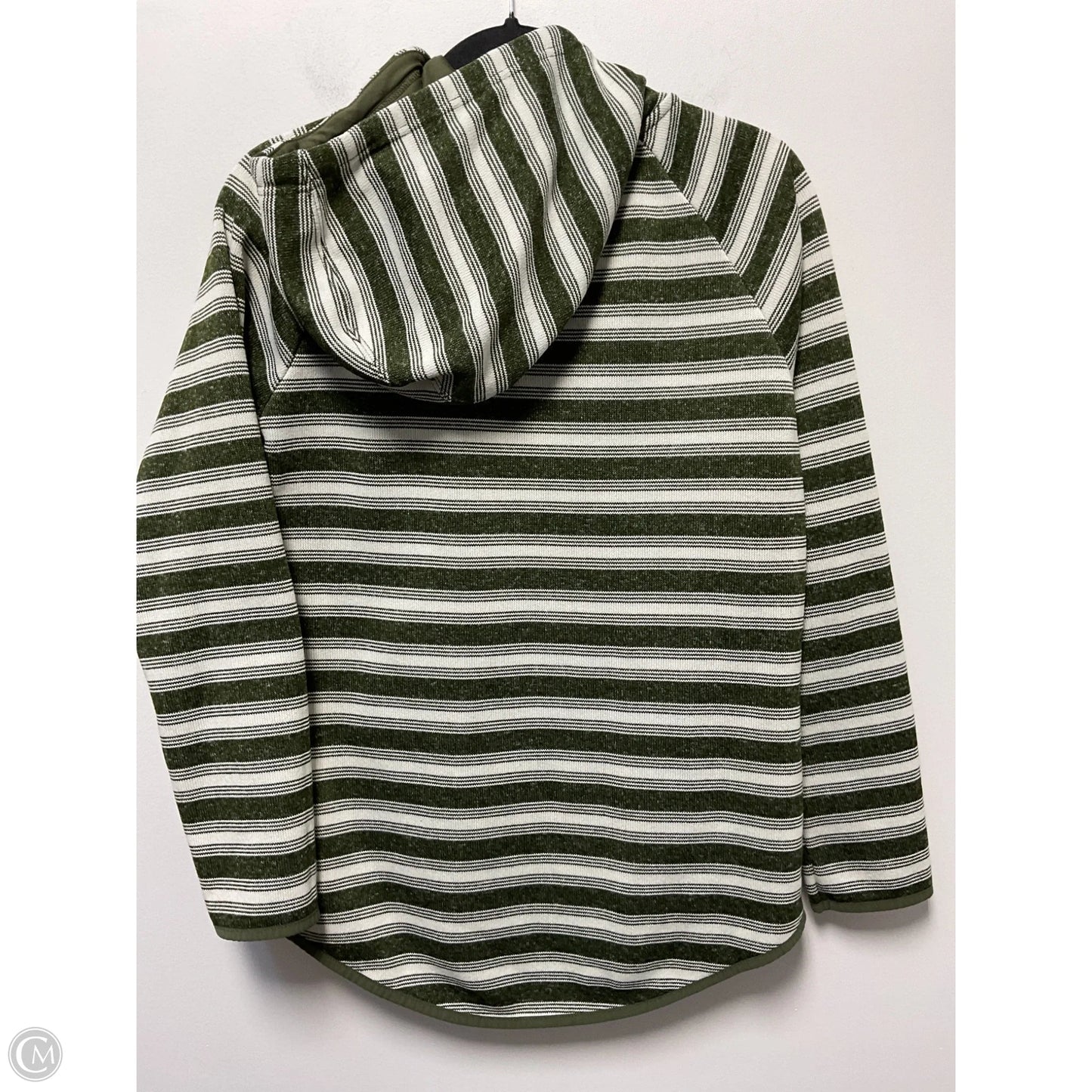 Sweatshirt Hoodie By Eddie Bauer In Green & White, Size: M