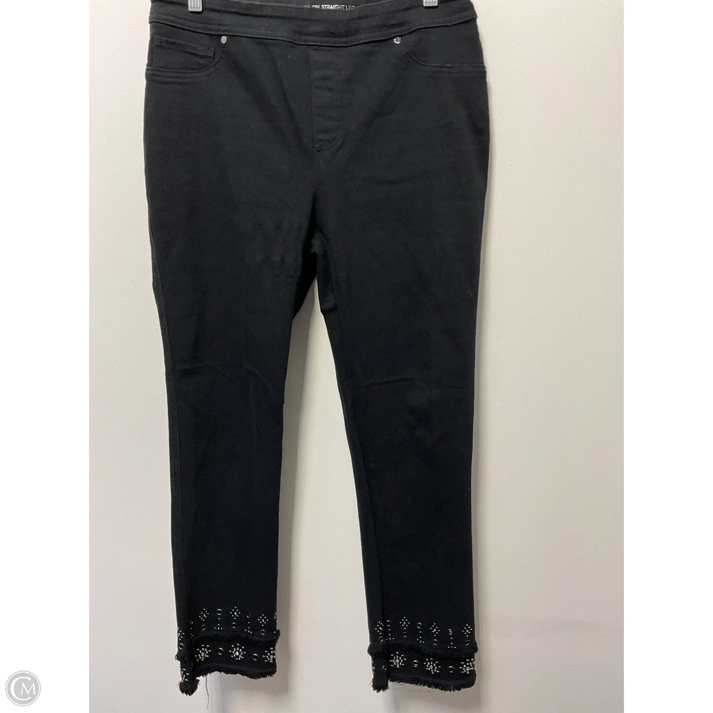 Jeans Straight By Chicos In Black Denim, Size: S