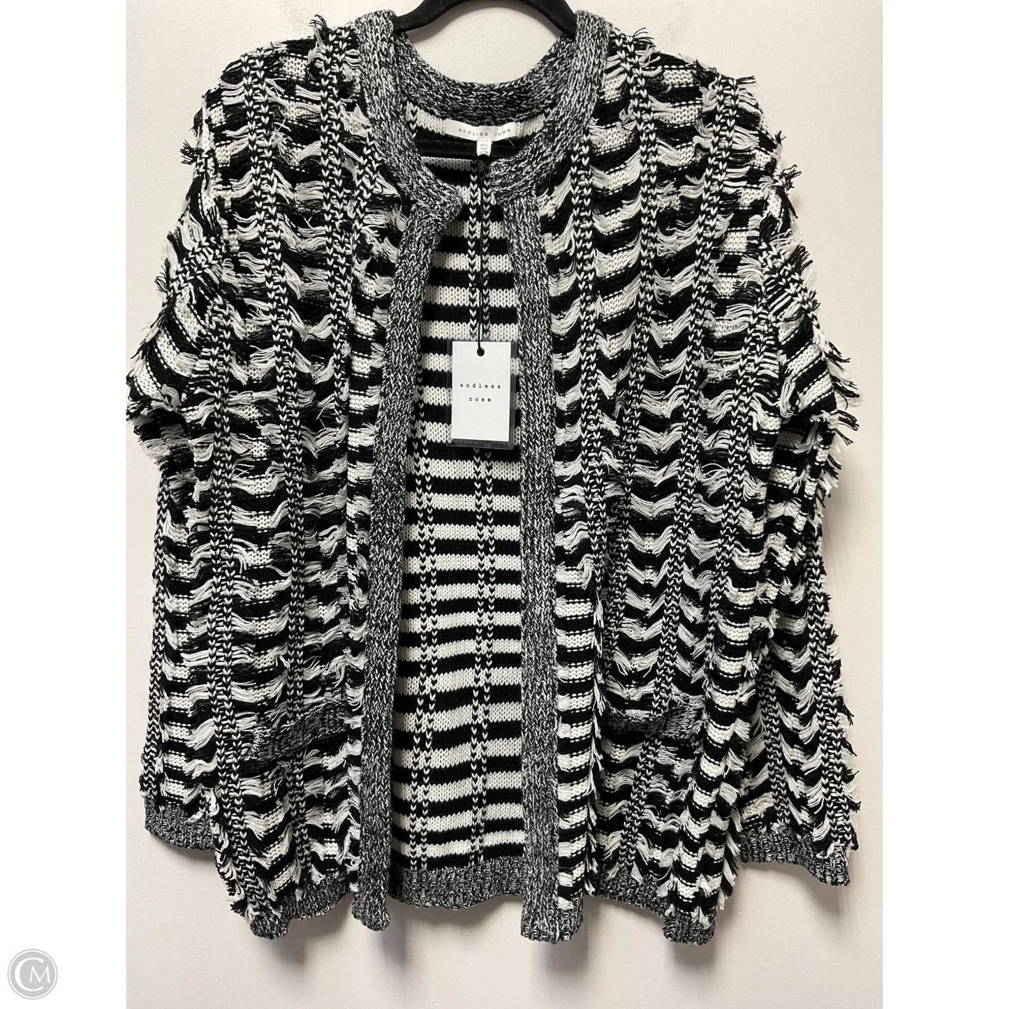 Sweater Cardigan By Endless Rose In Black & White, Size: M