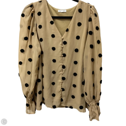 Blouse Long Sleeve By Blu Pepper In Black & Tan, Size: M