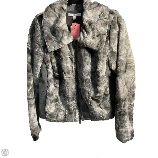 Jacket Faux Fur & Sherpa By Cabi In Grey, Size: M