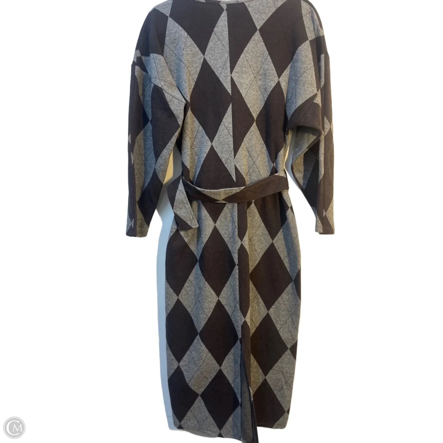 Dress Casual Midi By Zara In Brown & Grey, Size: M