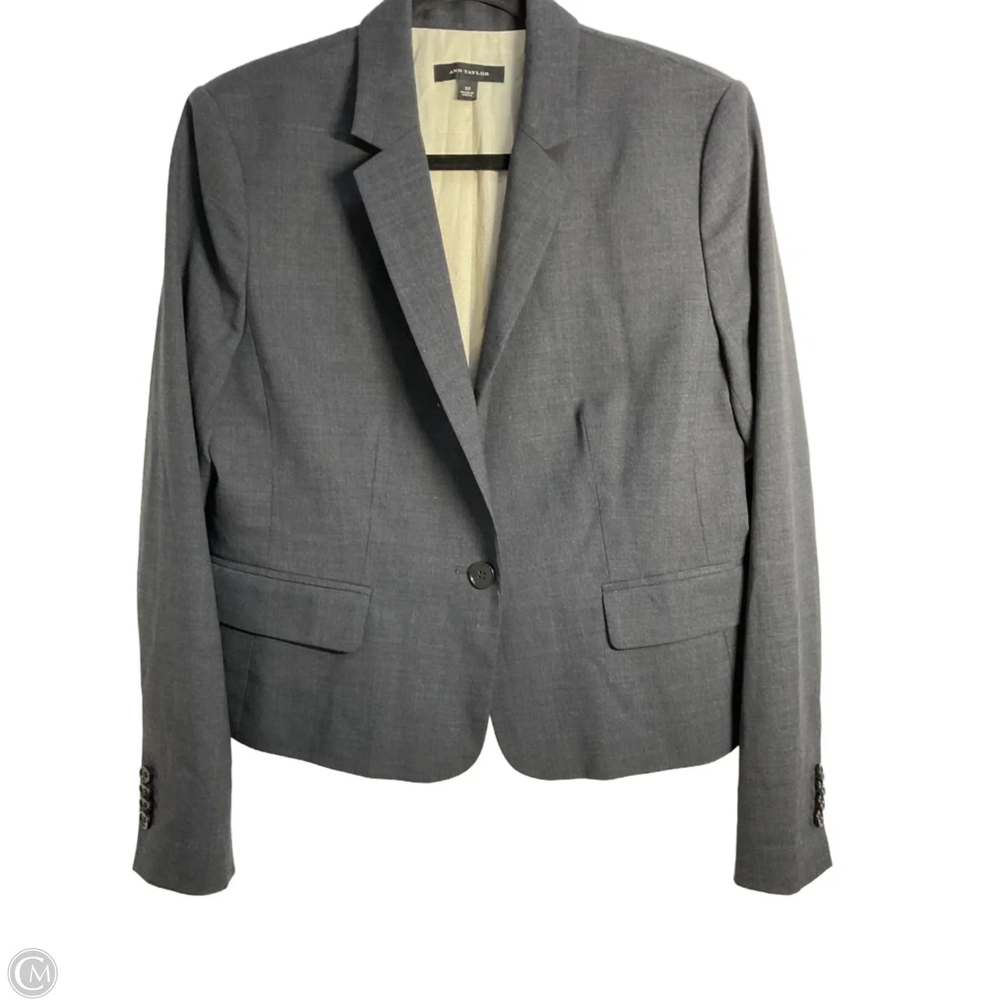 Blazer By Ann Taylor In Grey, Size: L