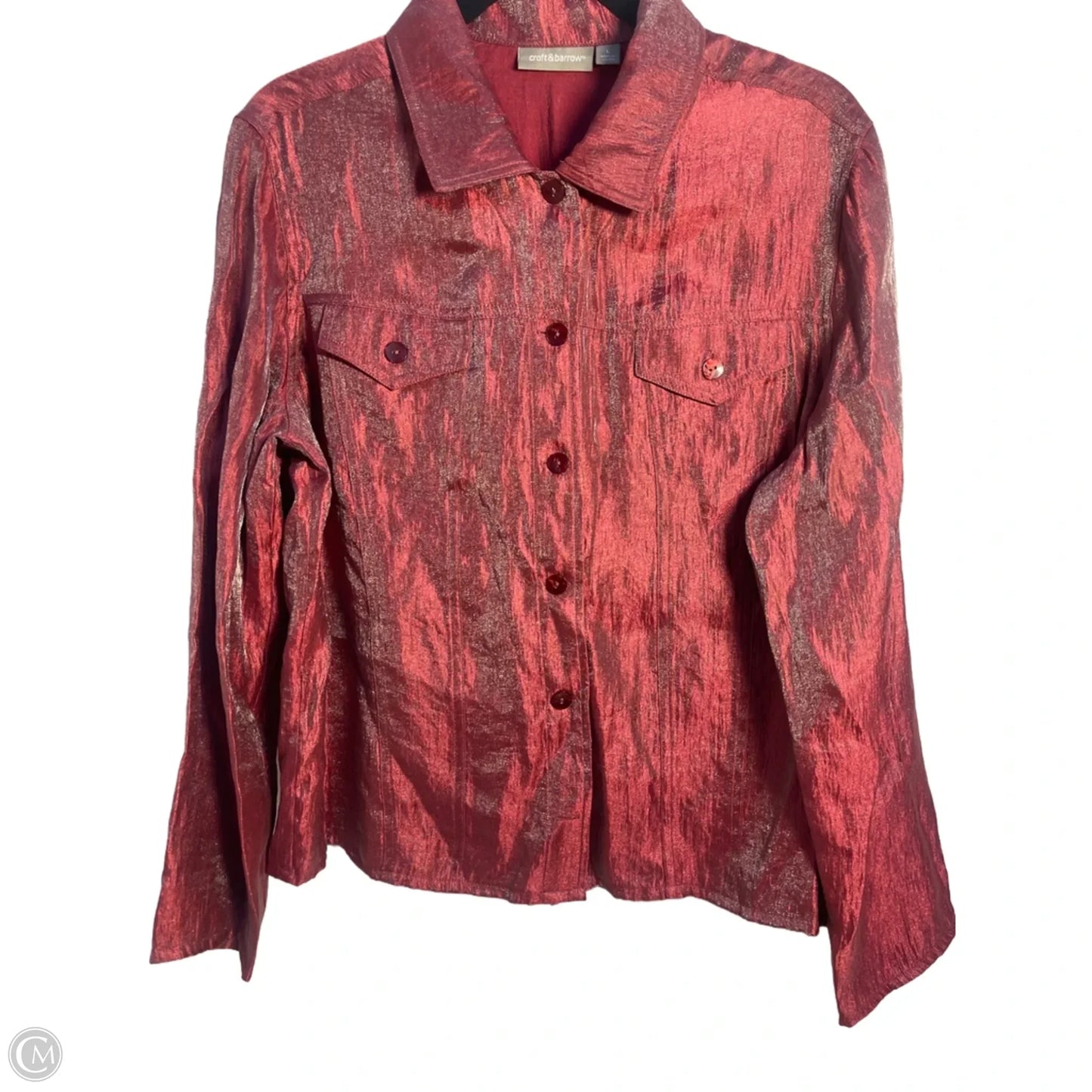 Top Long Sleeve By Croft And Barrow In Red, Size: L