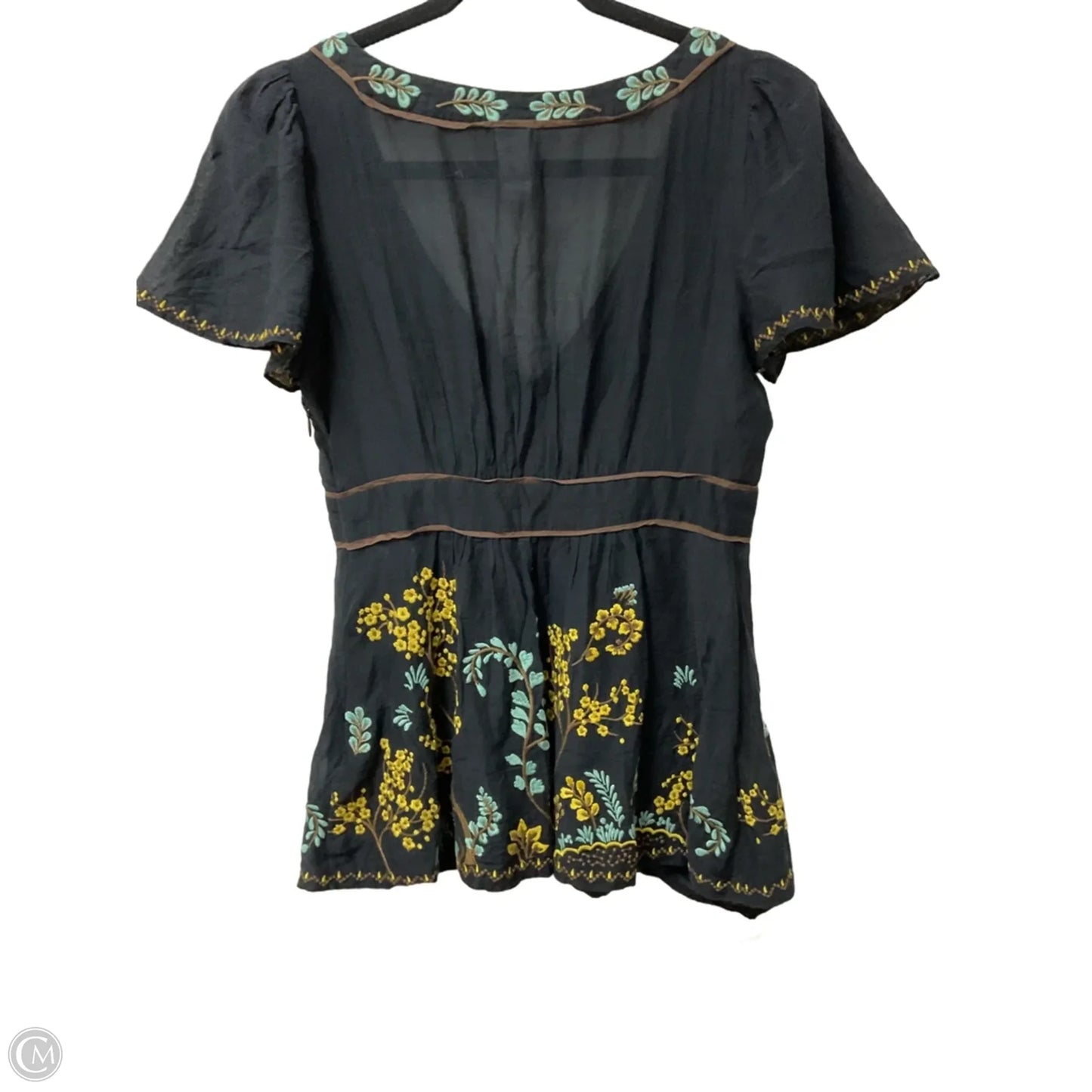 Blouse Short Sleeve By Lithe In Black, Size: Xs