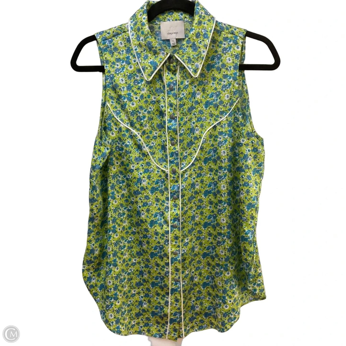 Blouse Sleeveless By Cmb In Blue & Green, Size: S