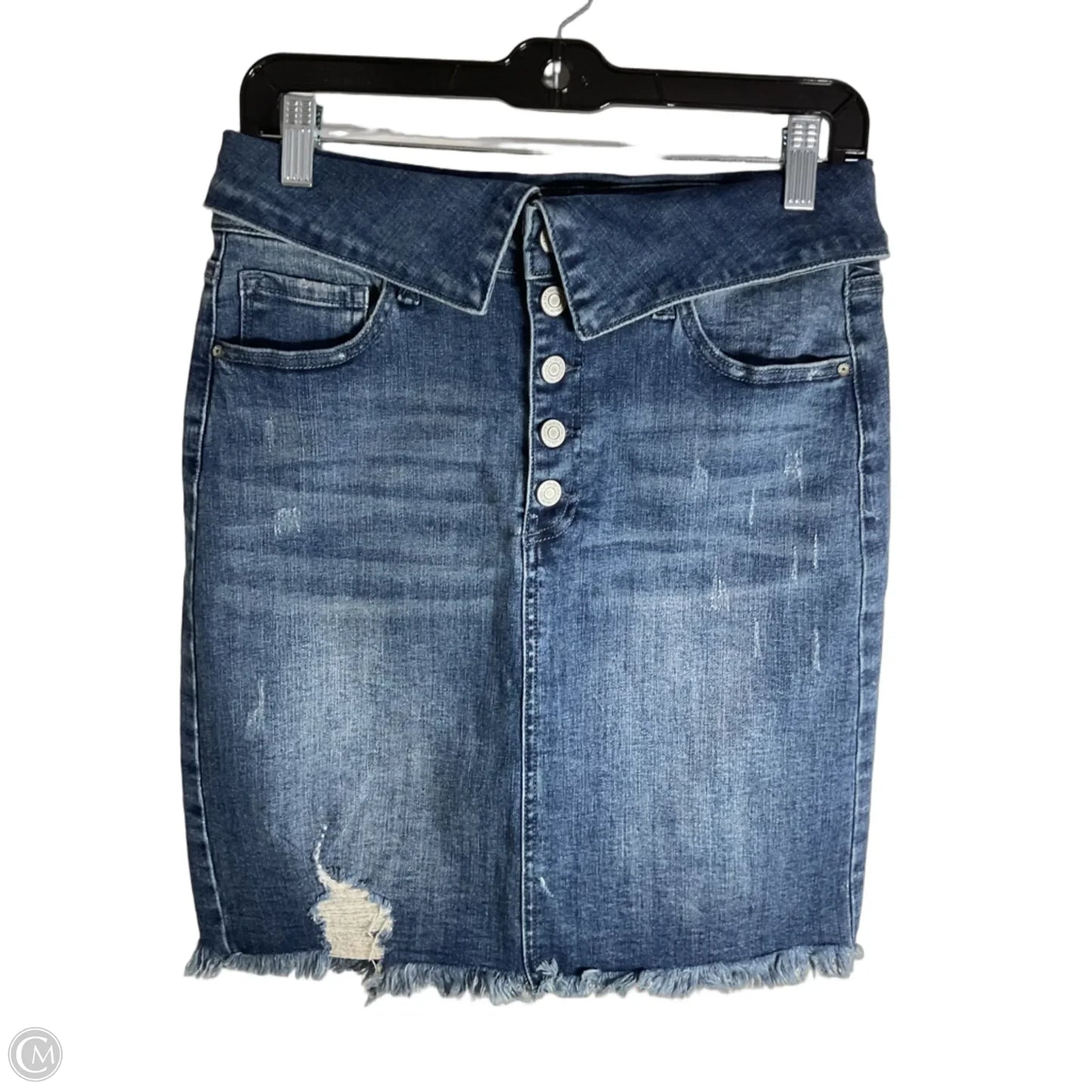 Skirt Midi By Clothes Mentor In Blue Denim, Size: L