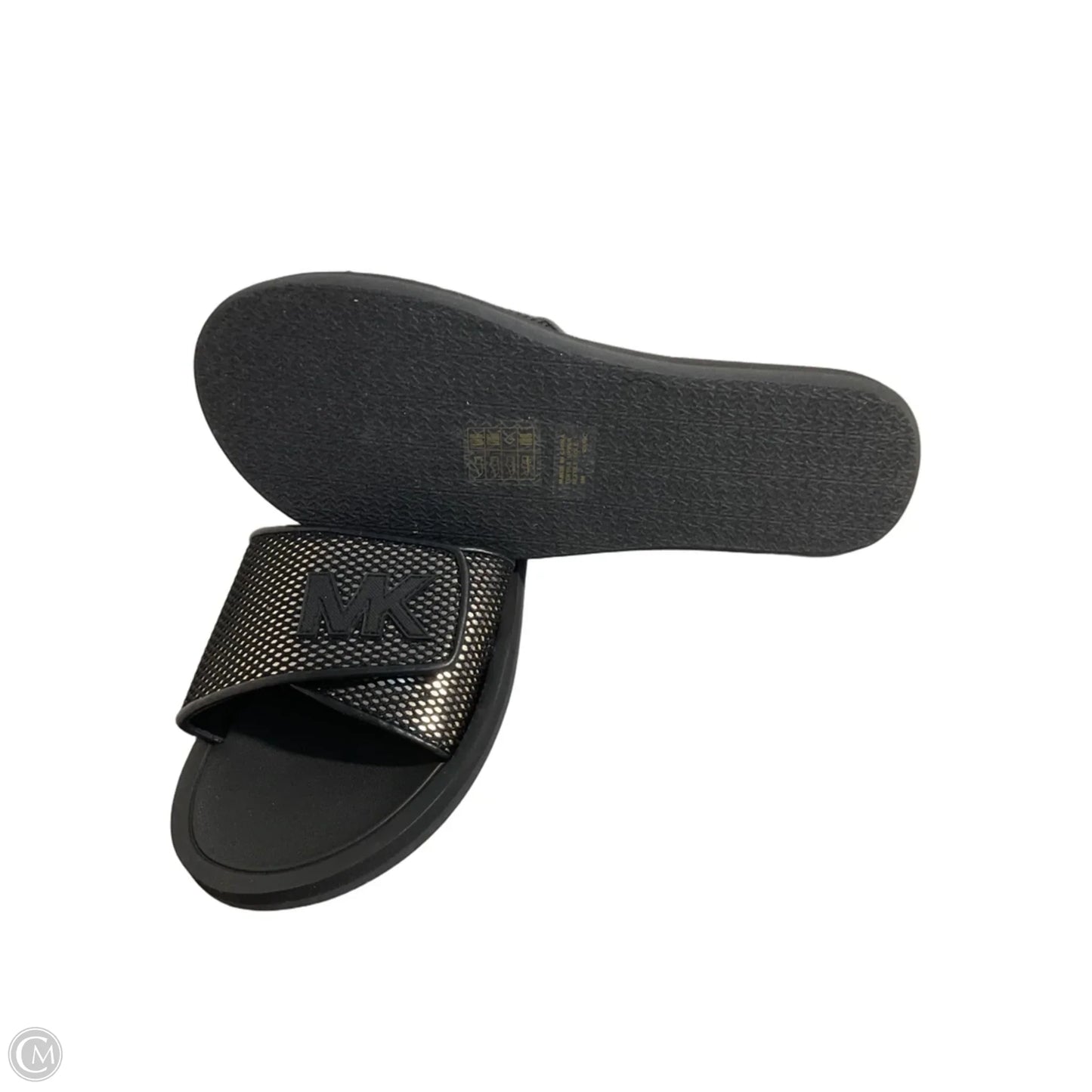 Sandals Flats By Michael By Michael Kors In Black & Gold, Size: 9