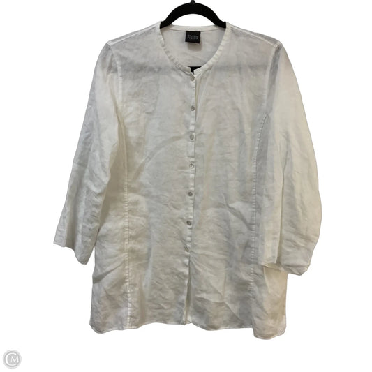 Top 3/4 Sleeve By Eileen Fisher In White, Size: Mp