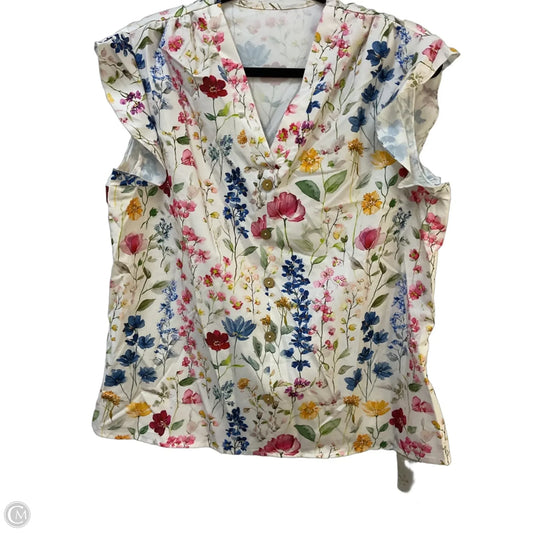 Top Short Sleeve By Clothes Mentor In Floral Print, Size: L