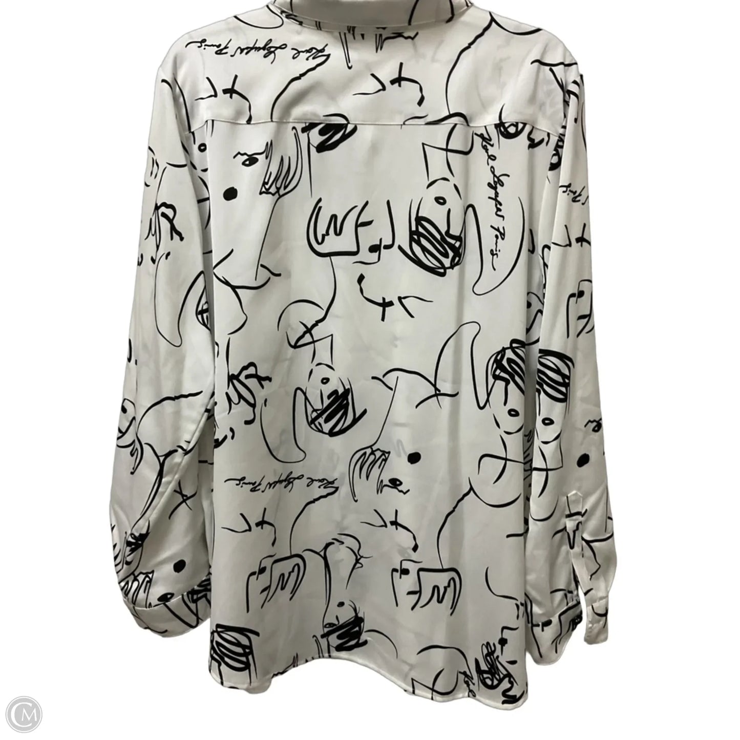 Top Long Sleeve Designer By Karl Lagerfeld In Black & White, Size: Xl