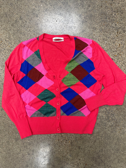 Sweater Cardigan By Aldomartins In Pink & Red, Size:M