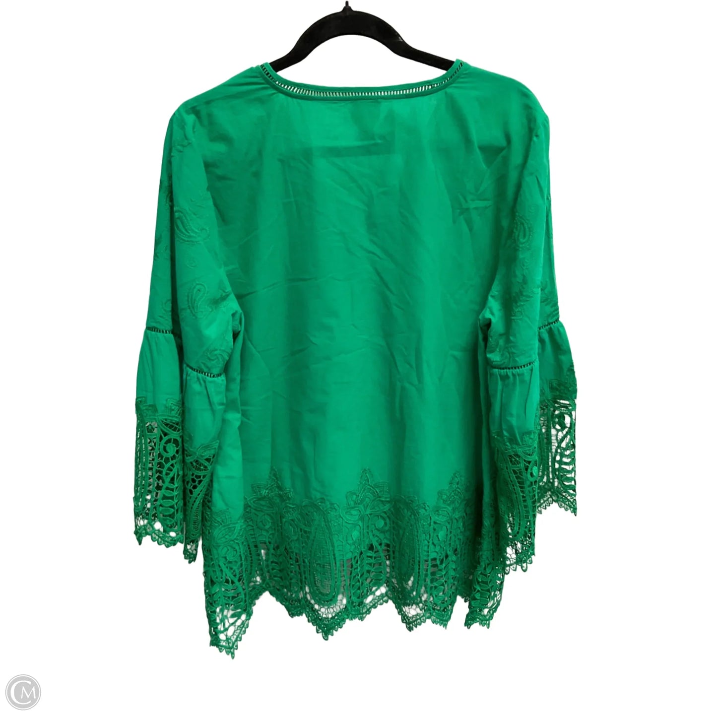 Blouse 3/4 Sleeve By Chicos In Green, Size: L