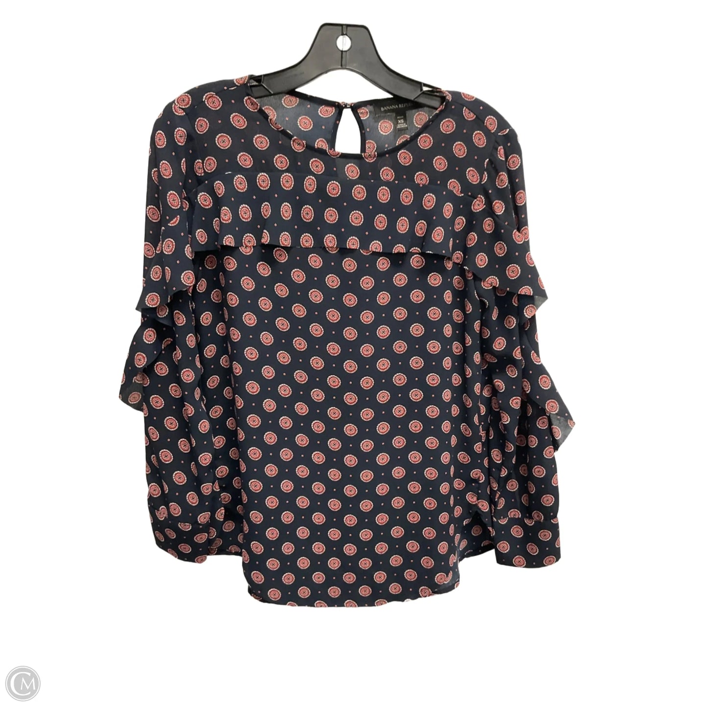 Blouse Long Sleeve By Banana Republic In Navy, Size: Xs
