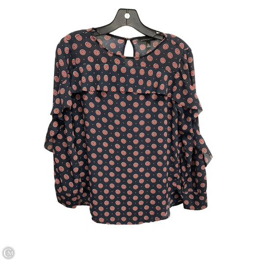 Blouse Long Sleeve By Banana Republic In Navy, Size: Xs