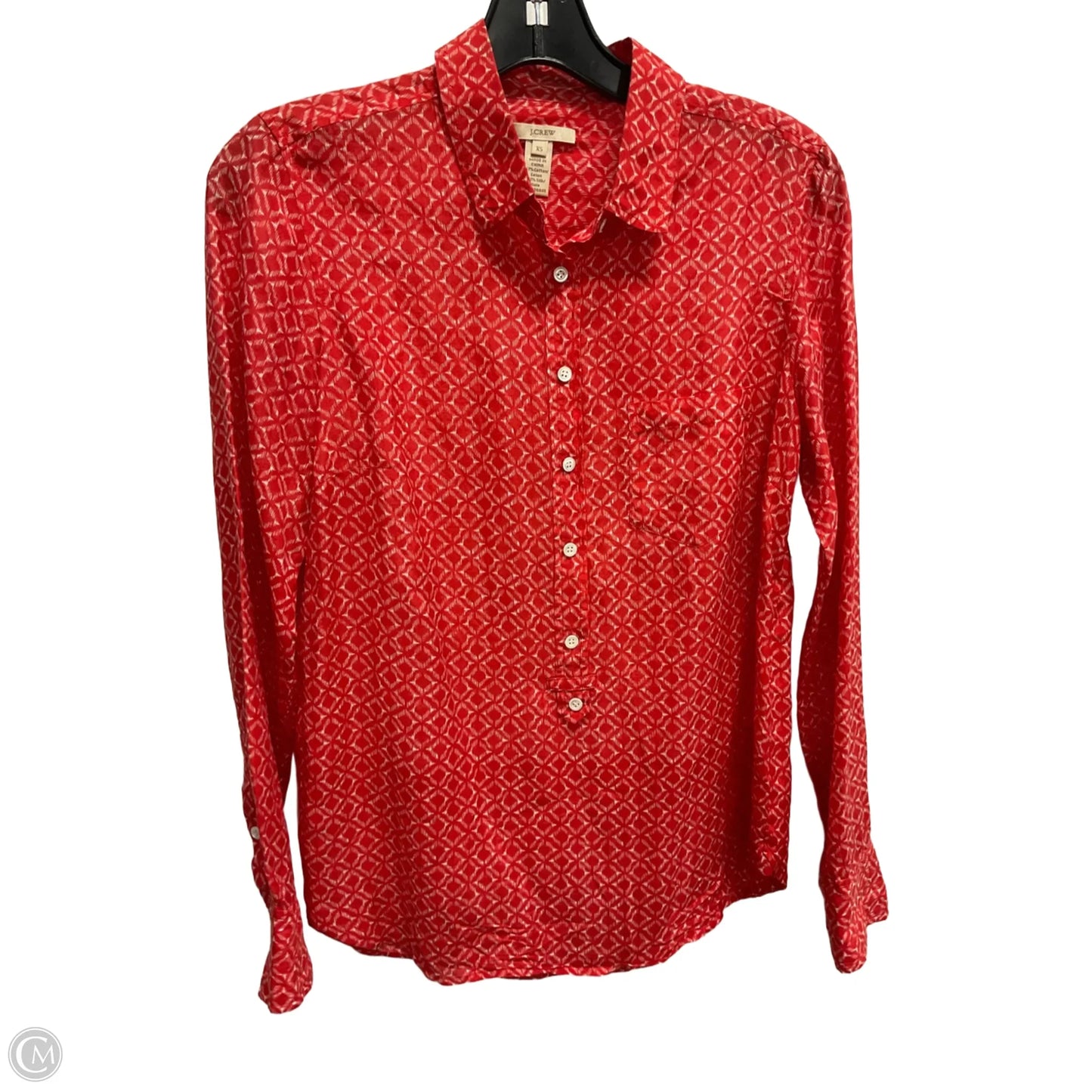 Blouse Long Sleeve By J. Crew In Red, Size: Xs