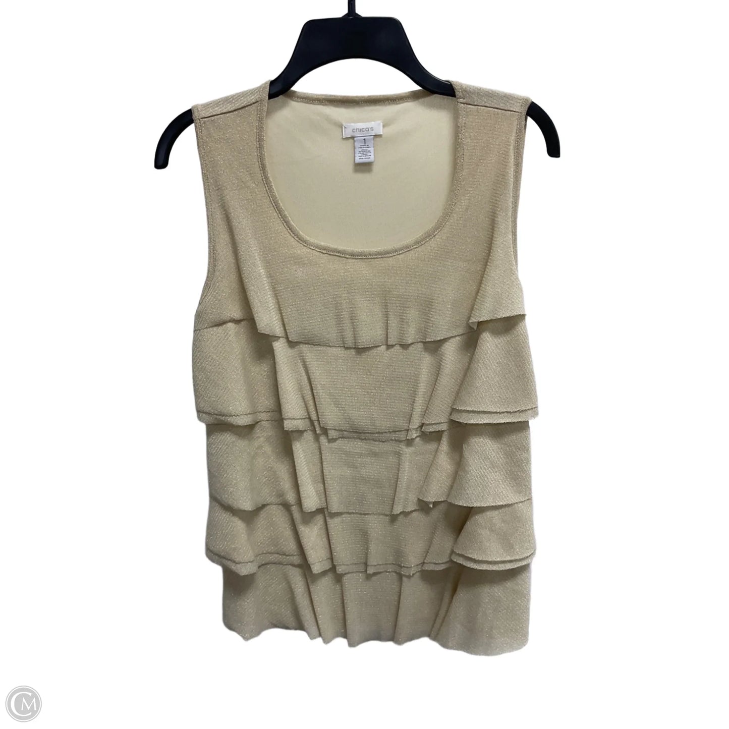Top Sleeveless By Chicos In Gold, Size: M