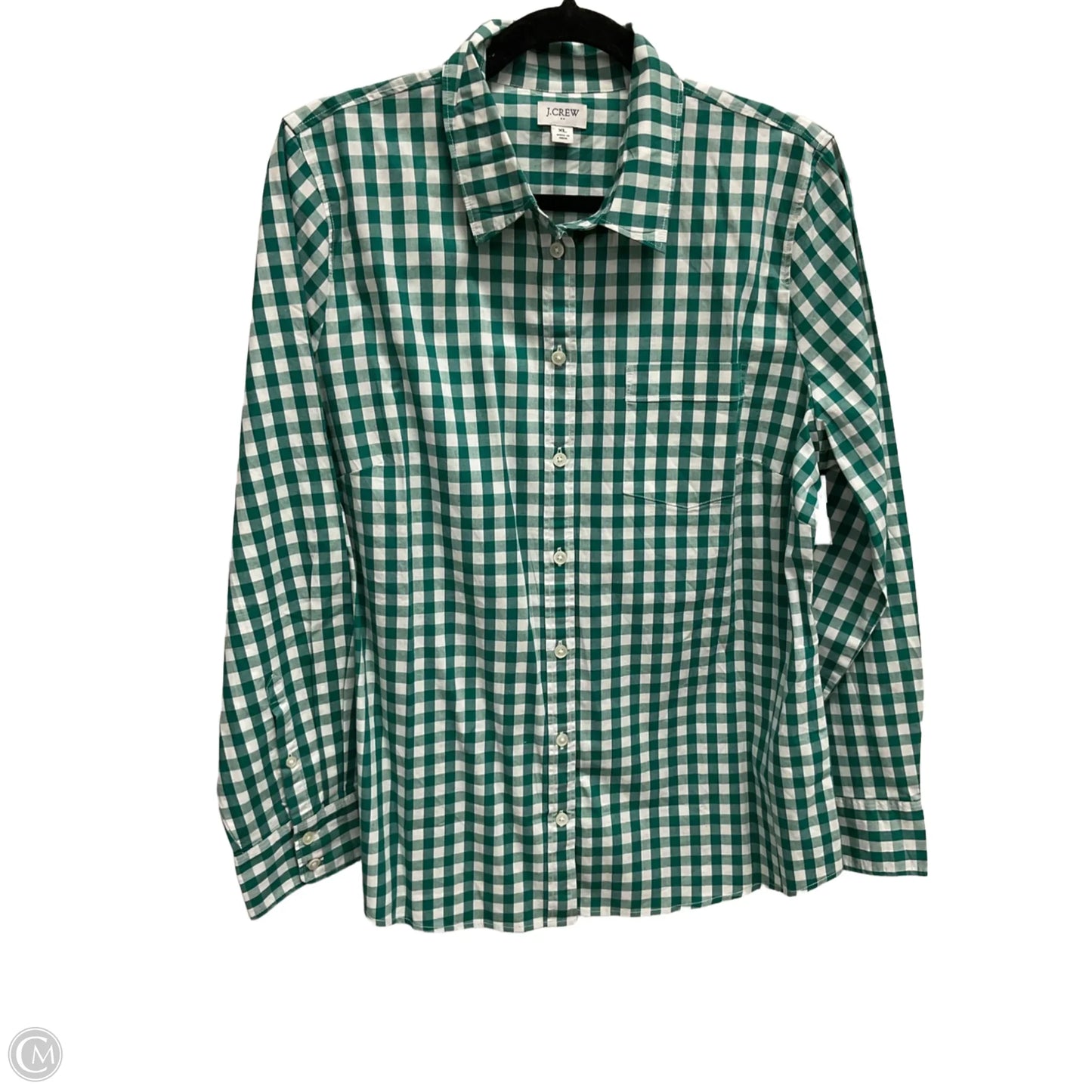 Blouse Long Sleeve By J. Crew In Checkered Pattern, Size: Xl