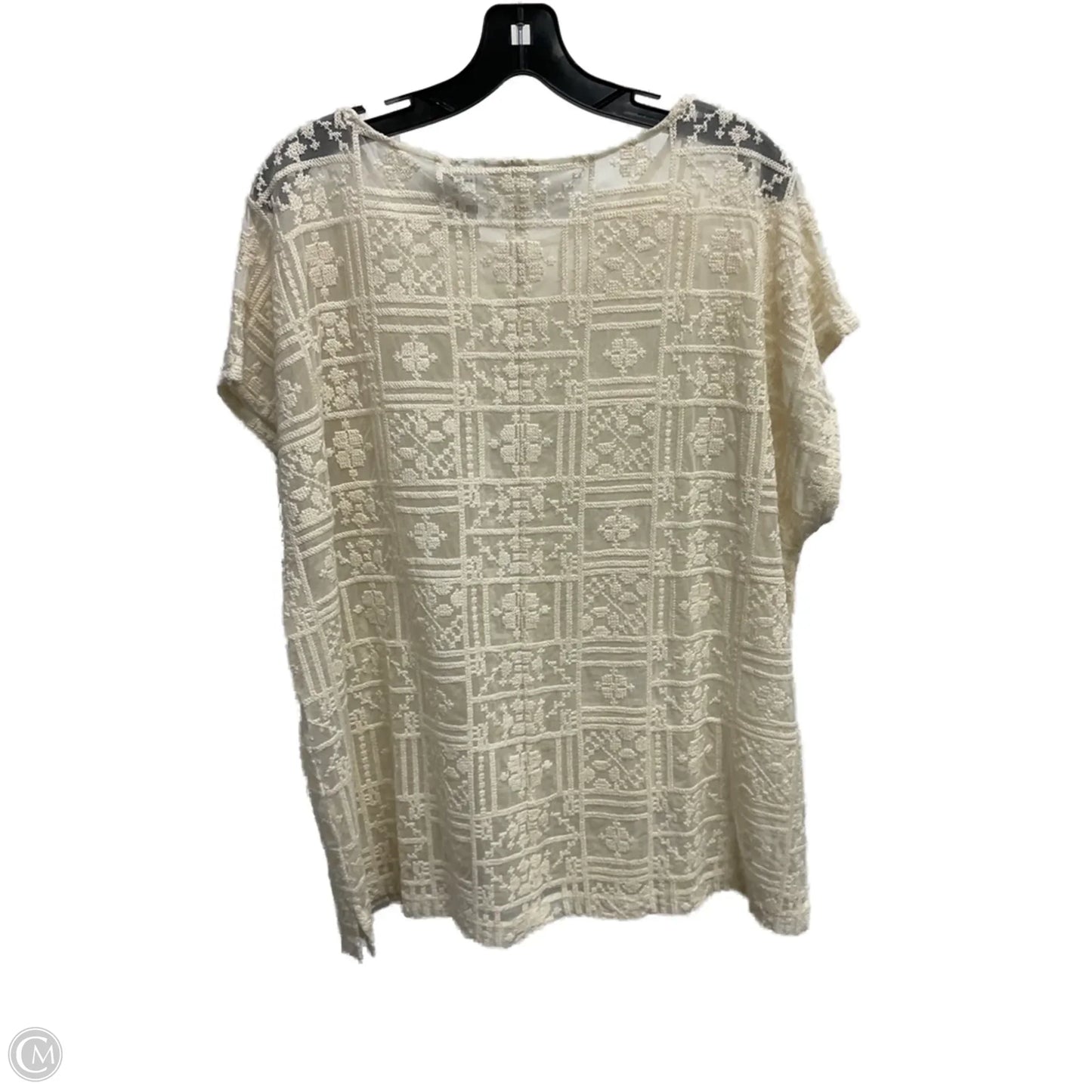 Top Short Sleeve By Chicos In Cream, Size: Xl