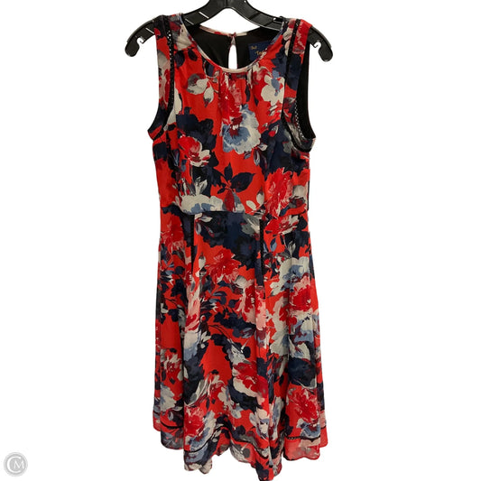 Dress Party Midi By Just Taylor In Blue & Red, Size: M