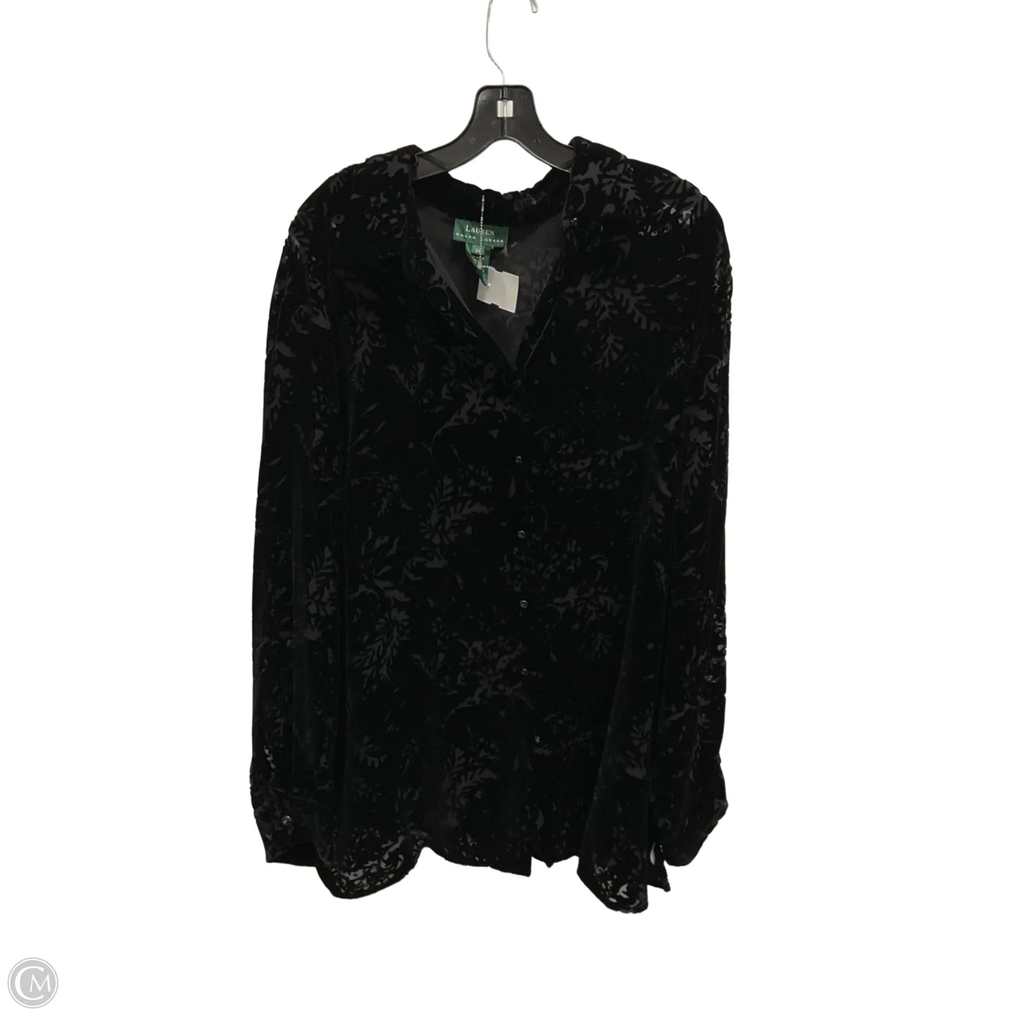 Blouse Long Sleeve By Lauren By Ralph Lauren In Black, Size: 2x