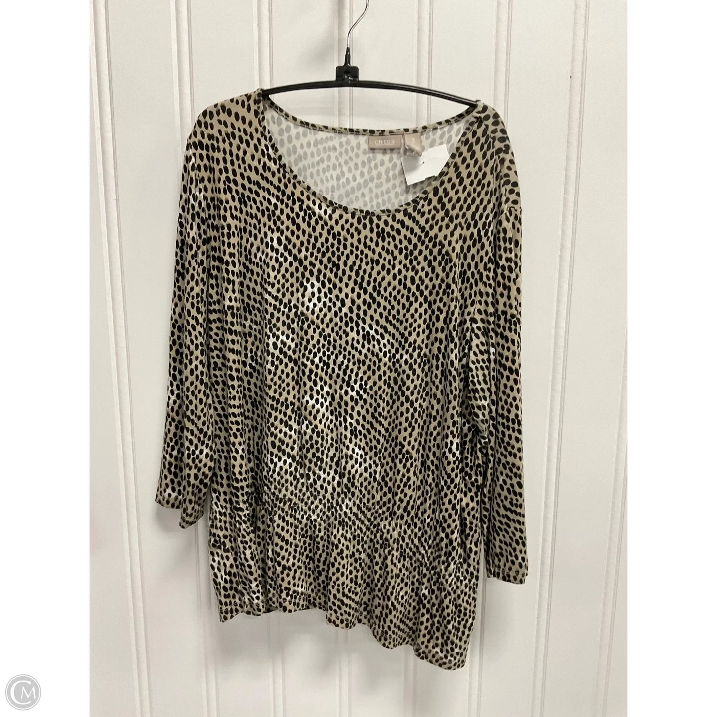 Top 3/4 Sleeve Basic By Chicos In Leopard Print, Size: Xl