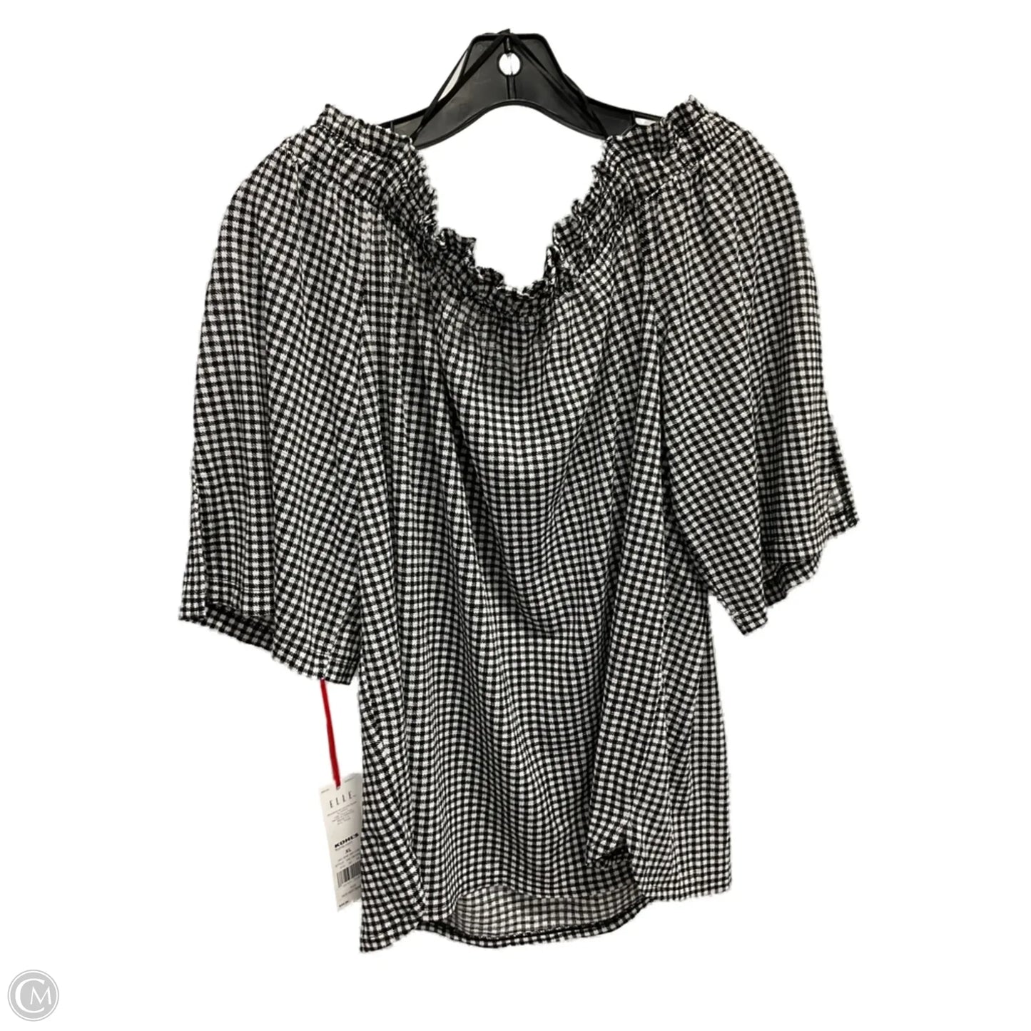 Top Short Sleeve By Elle In Checkered Pattern, Size: Xl