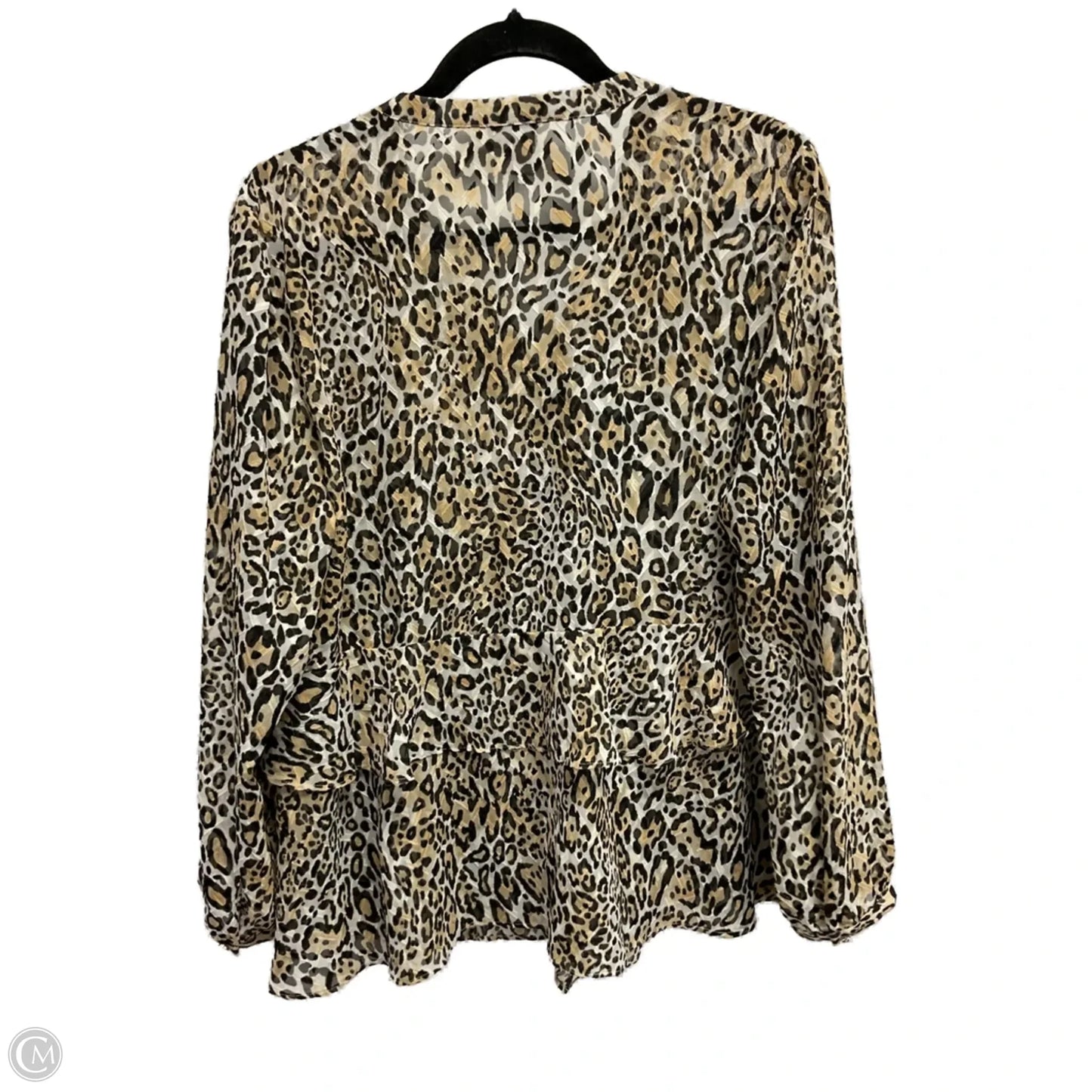Blouse Long Sleeve By Chicos In Leopard Print, Size: L