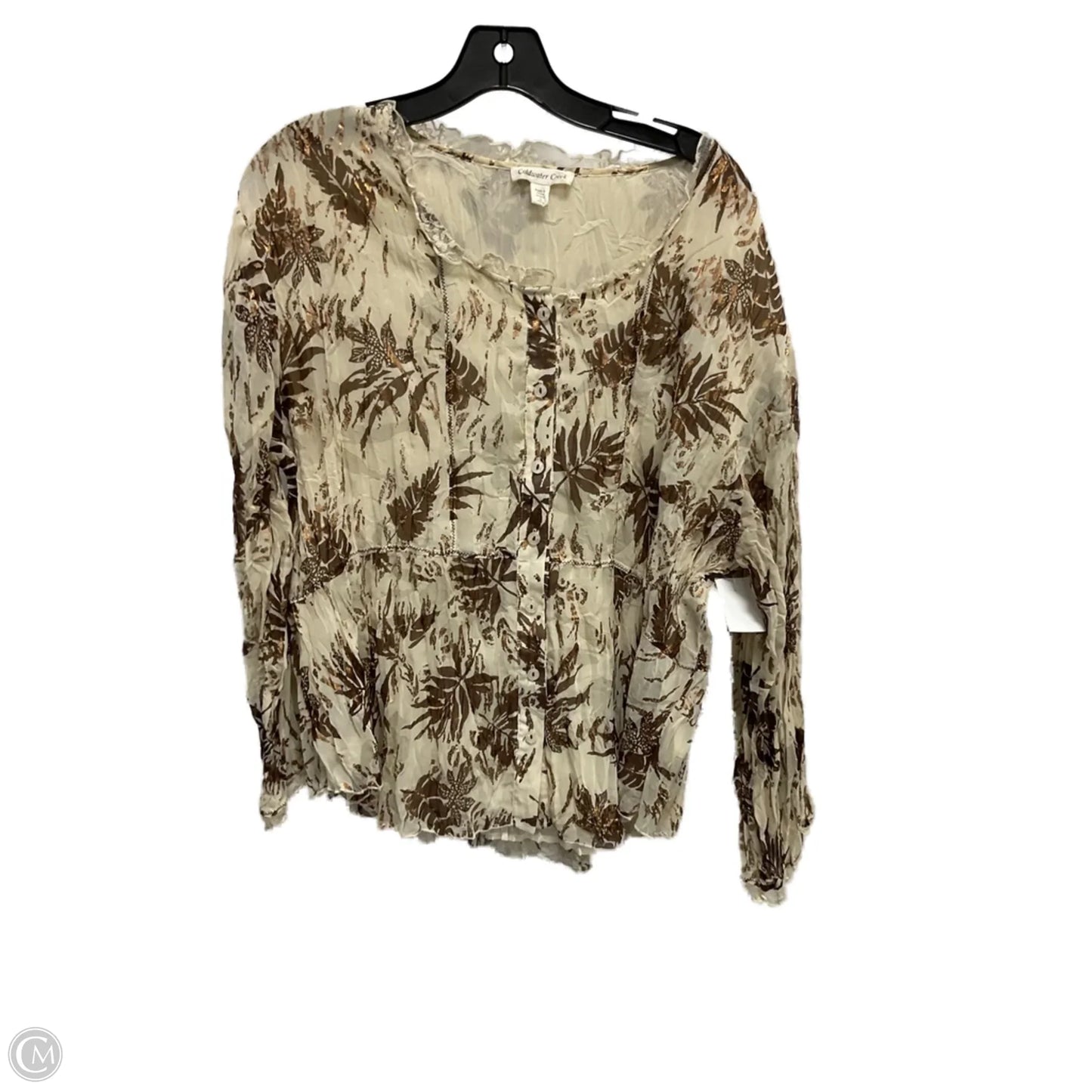 Top Long Sleeve By Coldwater Creek In Beige, Size: L