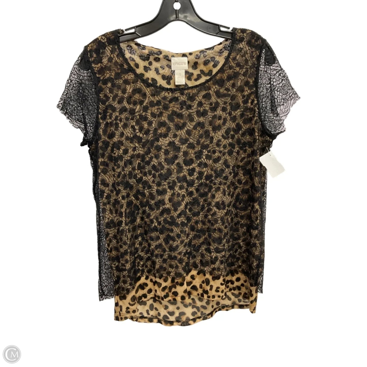 Top Short Sleeve By Chicos In Leopard Print, Size: M