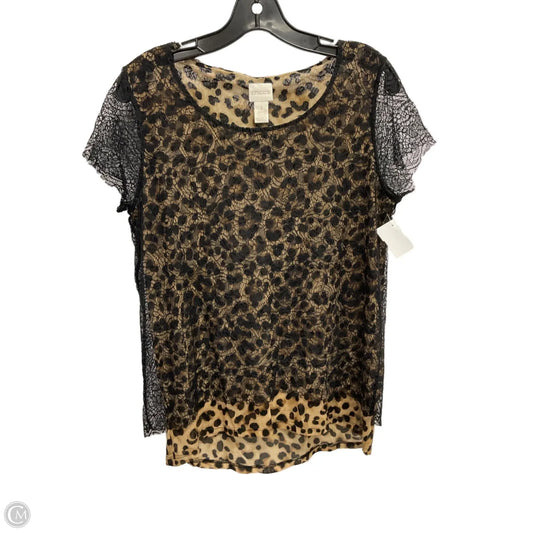 Top Short Sleeve By Chicos In Leopard Print, Size: M